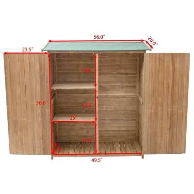 Costway Garden Outdoor Wooden Storage Shed Cabinet Double Doors Fir Wood Lockers 1 Costway Garden Outdoor Wooden Storage Shed Cabinet Double Doors Fir Wood Lockers
