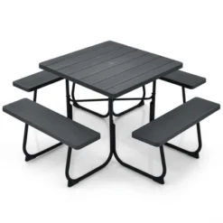 Costway Outdoor 8-person Square Picnic Table Bench Set With 4 Benches & Umbrella Hole Black/Grey/Green/White 21 Costway Outdoor 8-person Square Picnic Table Bench Set With 4 Benches & Umbrella Hole Black/Grey/Green/White -Costway GUEST f49171a4 cabd 41be 80b5 e910fa0a328e
