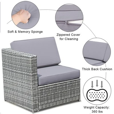 Costway 8 PCS Wicker Sofa Rattan Furniture Set Patio Furniture W/ Storage Outdoor 5 Costway 8 PCS Wicker Sofa Rattan Furniture Set Patio Furniture W/ Storage Outdoor - Image 5