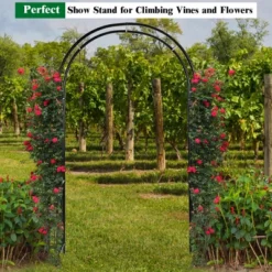 Costway 7.2Ft Garden Arch Steel Arbor Wedding Garden Decoration Climbing Plants W/Stakes -Costway GUEST f5310750 5a81 4b79 bd55 573ad2b6f075