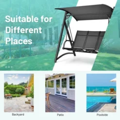 Costway Outdoor 3-Person Porch Swing Chair Aluminum Frame Adjust Canopy Patio -Costway GUEST f615ea1b 71e4 471e b316 8c8c1bc32bf9