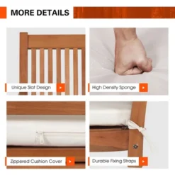 Costway 2-Person Hanging Porch Swing Wood Bench With Cushion Curved Back Outdoor Natural -Costway GUEST f62b25df d041 48e0 95e6 e348846be33d