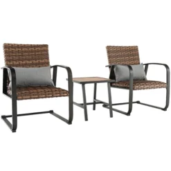 Costway 3 PCS Patio Rattan Furniture Bistro Set C-Spring Chair Padded Seat & Back Pillow 17 Costway 3 PCS Patio Rattan Furniture Bistro Set C-Spring Chair Padded Seat & Back Pillow -Costway GUEST f65b08d5 6819 4f30 9c18 db2bfafeae08