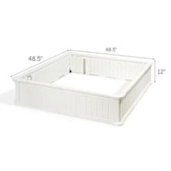 Costway 48.5'' Raised Garden Bed Square Plant Box Planter Flower Vegetable White