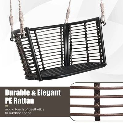 Costway Patio Hanging Rattan Basket Chair Swing Hammock Chair With Seat Cushion 6 Costway Patio Hanging Rattan Basket Chair Swing Hammock Chair With Seat Cushion - Image 6