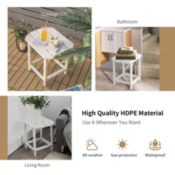 Costway 2PCS 18'' Patio Adirondack Side Table Weather Resistant Garden Yard White -Costway GUEST f77333ae 07e8 44b2 a023 d5062d76eb20