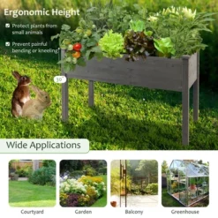 Costway Wooden Raised Vegetable Garden Bed Elevated Grow Vegetable Planter Grey 15 Costway Wooden Raised Vegetable Garden Bed Elevated Grow Vegetable Planter Grey -Costway GUEST f7856116 d46f 4814 a0e2 c278f546290c
