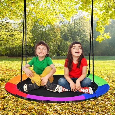 Costway 40'' Flying Saucer Tree Swing For Kids Round Tree Swing For Outdoor 2 Costway 40'' Flying Saucer Tree Swing For Kids Round Tree Swing For Outdoor - Image 2
