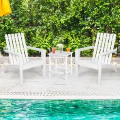 Costway 2PCS Patio Adirondack Chair Side Table Set Solid Wood Garden Deck White -Costway GUEST f81a77c8 ea60 4a54 8bf9 aae244228ccb