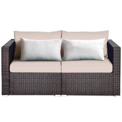 Costway 2PCS Patio Rattan Corner Sofa Sectional Furniture 8 Costway 2PCS Patio Rattan Corner Sofa Sectional Furniture - Image 8