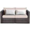 Costway 2PCS Patio Rattan Corner Sofa Sectional Furniture Cushion