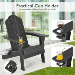 Costway Patio Folding Adirondack Chair Weather Resistant Cup Holder Yard -Costway GUEST f84008c9 24a8 4de0 8bab 589b13bd3328