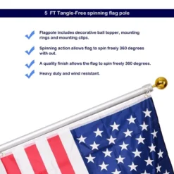 Costway American Flag Kit Wall Mount 5 Ft Spinning Pole 3'x5' US Flag Gold Ball Aluminum 13 Costway American Flag Kit Wall Mount 5 Ft Spinning Pole 3'x5' US Flag Gold Ball Aluminum -Costway GUEST f87b0aff 64e8 4d05 b039 fa23bbbc8c4b