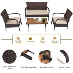 Costway 4PCS Patio Rattan Furniture Set Outdoor Conversation Set Coffee Table W/Cushions -Costway GUEST f9e95c39 f0a0 43f2 9685 ff9e1bc84abb