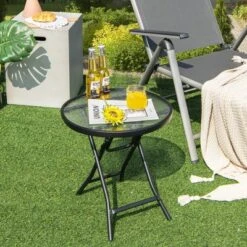 Costway Patio Folding Round Glass Side Table Bistro Coffee Table Plant Stand 11 Costway Patio Folding Round Glass Side Table Bistro Coffee Table Plant Stand -Costway GUEST fa16a356 9dca 404d a1a7 c3573fdbbd9e