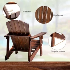 Costway 110 LBS Capacity Kid's Adirondack Chair Patio Wood High Backrest Arm Rest -Costway GUEST fa2a1b88 45b4 4412 861e aa8f0fc2479b