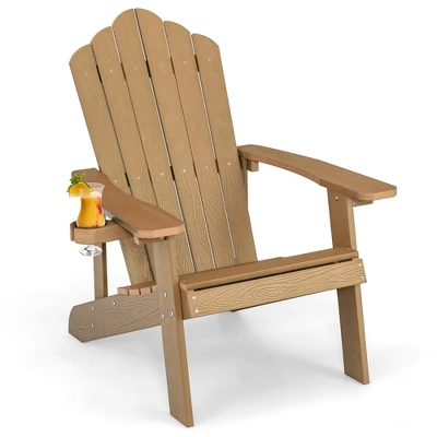 Costway Patio HIPS Adirondack Chair With Cup Holder Weather Resistant Outdoor 380 LBS Black/Teak/Green/Navy/Red/Gray/White/Yellow 11 Costway Patio HIPS Adirondack Chair With Cup Holder Weather Resistant Outdoor 380 LBS Black/Teak/Green/Navy/Red/Gray/White/Yellow - Image 11
