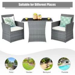 Costway 3PCS Patio Rattan Furniture Set Cushioned Sofa Armrest Garden WhiteRedNavyTurquoise 18 Costway 3PCS Patio Rattan Furniture Set Cushioned Sofa Armrest Garden WhiteRedNavyTurquoise -Costway GUEST fa395e44 83aa 4fe9 88d0 50ac8c45a8ee