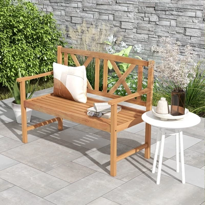 Costway 2-Person Bench Patio Acacia Wood Outdoor Loveseat Chair Garden Natural -Costway GUEST fa451b17 639b 48b6 b7ca e4fec3497ab8