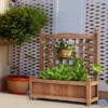 Costway 2 PCS Solid Wood Planter Box With Trellis Weather-Resistant 25"x11"x30"