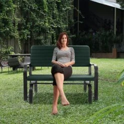 Costway Outdoor Patio Swing Porch Rocker Glider Bench Loveseat Garden Seat Steel -Costway GUEST fabae7f5 d324 4639 b96c c89a99817049