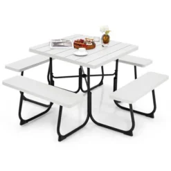 Costway Outdoor 8-person Square Picnic Table Bench Set With 4 Benches & Umbrella Hole Black/Grey/Green/White 25 Costway Outdoor 8-person Square Picnic Table Bench Set With 4 Benches & Umbrella Hole Black/Grey/Green/White -Costway GUEST facf742f 48a4 4393 bea6 a8b2f5fe59a2