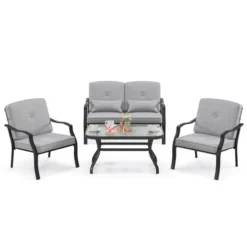 Costway 4 PCS Patio Furniture Set Outdoor Conversation Sofa Tempered Glass Coffee Table 11 Costway 4 PCS Patio Furniture Set Outdoor Conversation Sofa Tempered Glass Coffee Table -Costway GUEST fb792aa8 1b9f 47a9 9861 9f50a2dd6cc7
