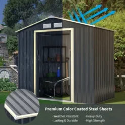 Costway Metal Storage Shed For Garden And Tools W/Sliding Double Lockable Doors -Costway GUEST fbe3da1f 107d 4bf6 8eea beb7d09acbad
