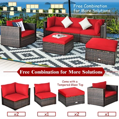 Costway 6PCS Patio Rattan Furniture Set Cushion Sofa Coffee Table 6 Costway 6PCS Patio Rattan Furniture Set Cushion Sofa Coffee Table - Image 6