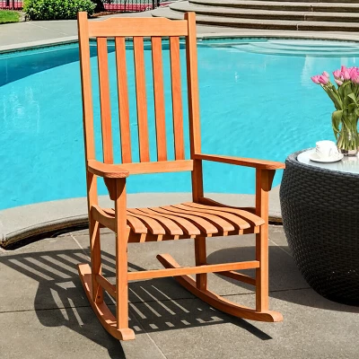 Costway Outdoor Eucalyptus Rocking Chair Single Rocker For Patio Deck Garden Natural 1 Costway Outdoor Eucalyptus Rocking Chair Single Rocker For Patio Deck Garden Natural