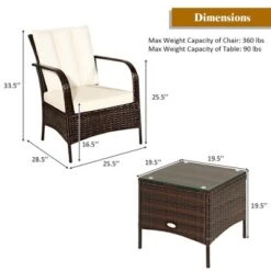 Costway 3 PCS Patio Rattan Furniture Set Coffee Table & 2 Rattan Chair W/White Cushions 11 Costway 3 PCS Patio Rattan Furniture Set Coffee Table & 2 Rattan Chair W/White Cushions -Costway GUEST fc291f65 9b27 4548 b5e8 d558723ac4bf