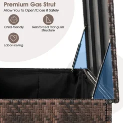 Costway 96 Gallon Patio Rattan Storage Deck Box Container Garden Liner Wheels Mix Brown/Grey -Costway GUEST fc54384e 30da 4299 a783 90a1fdc57b0e