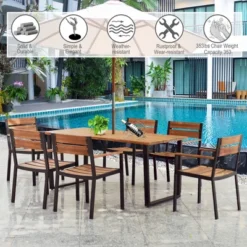 Costway 7PCS Patented Patio Dining Chair Table Set Acacia Wood Backyard W/Umbrella Hole 13 Costway 7PCS Patented Patio Dining Chair Table Set Acacia Wood Backyard W/Umbrella Hole -Costway GUEST fc733ffc 40e3 414d 8d5b 8e0431f6c0ef