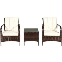 Costway 3 PCS Patio Rattan Furniture Set Coffee Table & 2 Rattan Chair W/White Cushions 15 Costway 3 PCS Patio Rattan Furniture Set Coffee Table & 2 Rattan Chair W/White Cushions -Costway GUEST fc7b351c 6ea4 48f6 aeca cd4281524465