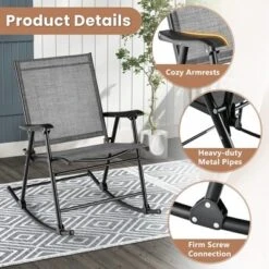Costway 2pcs Patio Folding Rocking Chair Heavy-Duty Metal Frame Rockers Outdoor -Costway GUEST fc943fe9 d5d8 48b6 b049 d1637f6a351c