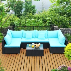 Costway 7PCS Patio Rattan Sofa Set Sectional Conversation Furniture Set Garden Beige NavyRedNavy Blue 21 Costway 7PCS Patio Rattan Sofa Set Sectional Conversation Furniture Set Garden Beige NavyRedNavy Blue -Costway GUEST fce5d3c4 cde9 417e 89bb f684eb91d12a