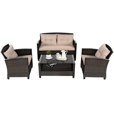 Costway 8pcs Patio Rattan Conversation Set Cushioned Outdoor Furniture Set 5 Costway 8pcs Patio Rattan Conversation Set Cushioned Outdoor Furniture Set - Image 5