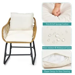 Costway 3PCS Patio Rattan Bistro Set All-Weather Cushioned Chair Table White -Costway GUEST fcfacc11 1d91 4dad 9b6c ae08e16c89ca