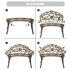Costway Outdoor Garden Bench Chair Loveseat Cast Aluminum Patio Antique Rose -Costway GUEST fd95985b e078 48b0 8345 8d42da5f7d3d