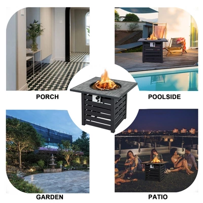 Costway 32'' Square Propane Fire Pit Table For Patio W/Lava Rocks Rain Cover 50,000 BTU 9 Costway 32'' Square Propane Fire Pit Table For Patio W/Lava Rocks Rain Cover 50,000 BTU - Image 9