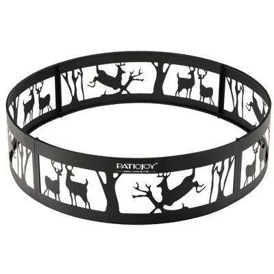 Costway 36'' Metal Fire Pit Ring Deer W/Extra Poker Bonfire Liner For Campfire 9 Costway 36'' Metal Fire Pit Ring Deer W/Extra Poker Bonfire Liner For Campfire - Image 9