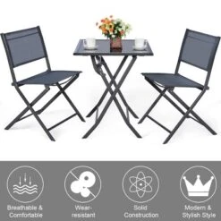 Costway 3PCS Bistro Set Garden Backyard Table Chairs Outdoor Patio Furniture Folding 11 Costway 3PCS Bistro Set Garden Backyard Table Chairs Outdoor Patio Furniture Folding -Costway GUEST fdfac00e 6de1 4883 8c3b da4b4c4f1771