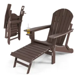 Costway Patio Folding Adirondack Chair HDPE All-Weather Pull-Out Ottoman WhiteBlackCoffeeGrayTurquoise 22 Costway Patio Folding Adirondack Chair HDPE All-Weather Pull-Out Ottoman WhiteBlackCoffeeGrayTurquoise -Costway GUEST fe14b123 cb81 4fe0 b5b8 bc9def8f8666