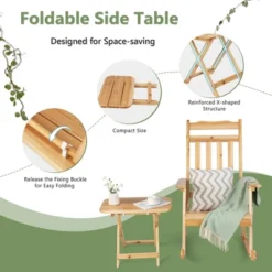 Costway 4PCS Patio Wooden Rocking Chair Bistro Set High Backrest With Folding Side Table 12 Costway 4PCS Patio Wooden Rocking Chair Bistro Set High Backrest With Folding Side Table -Costway GUEST fe312373 fbf8 44bb a336 e7f56ca9b887