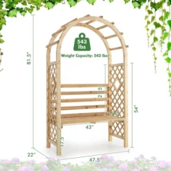 Costway Wooden Garden Bench Arch Pergola Outdoor Arbor W/backrest Patio Trellis Pergola -Costway GUEST fe3b5101 3ab9 4829 9385 cfef84caed13