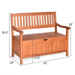 Costway 42'' Storage Bench Deck Box Solid Wood Seating Container Tools Toys W/Backrest 12 Costway 42'' Storage Bench Deck Box Solid Wood Seating Container Tools Toys W/Backrest -Costway GUEST fe581b08 a71b 4c1c 9d55 211d1895556f