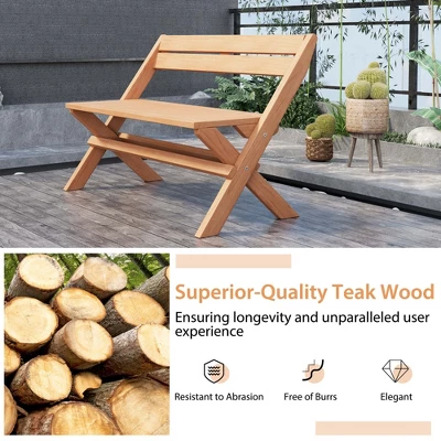 Costway Patio Folding Chair Solid Teak Wood Slatted Seat Natural Portable Outdoor 5 Costway Patio Folding Chair Solid Teak Wood Slatted Seat Natural Portable Outdoor - Image 5