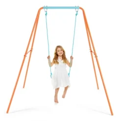 Costway Outdoor Kids Swing Set Heavy Duty Metal A-Frame W/ Ground Stakes -Costway GUEST ff7c38df 66e8 4fb9 acee 4459156ea187