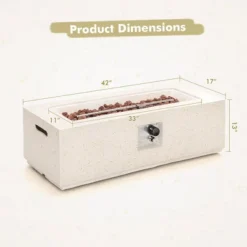 Costway 42'' Terrazzo Fire Pit Table 50,000 BTU Rectangle Propane Fire Pit With PVC Cover -Costway GUEST ffb3af36 1e53 48b8 ad76 cc9d72ffb454