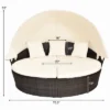 Costway Patio Rattan Daybed Cushioned Sofa Adjustable Table Top Canopy 3 Pillows